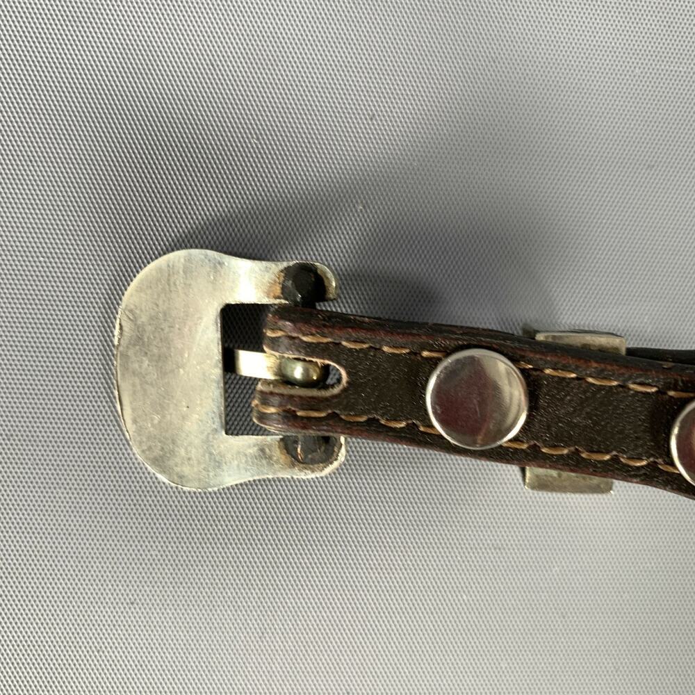 CIRCLE Y Waist Size 26 Brown Silver Leather Belt - Picture 6 of 7